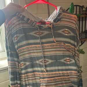 Rock & Roll Cowgirl Aztec Multicolor Striped Hoodie